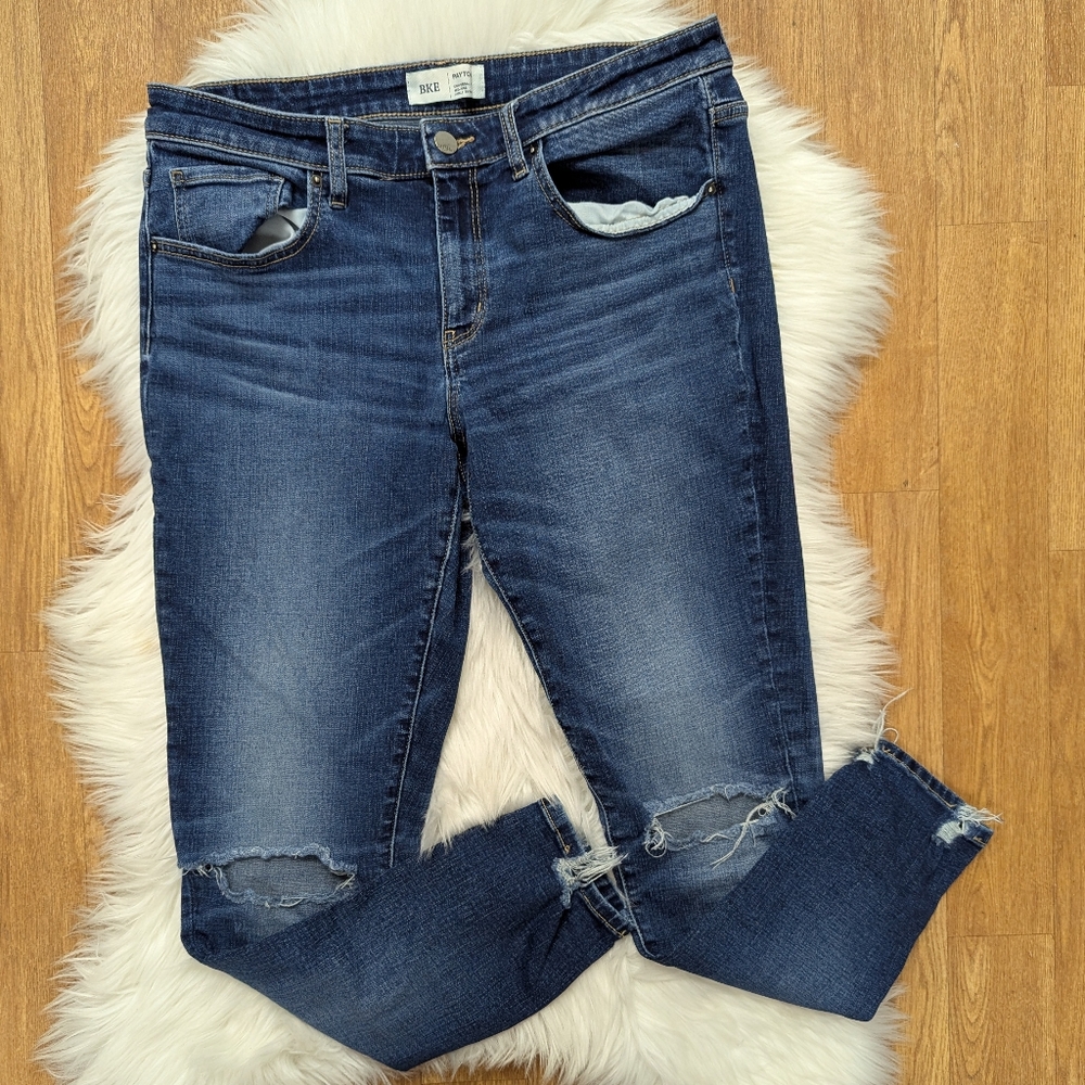 BKE Payton Universal Fit Mid Rise Ankle Skinny Darker Wash
